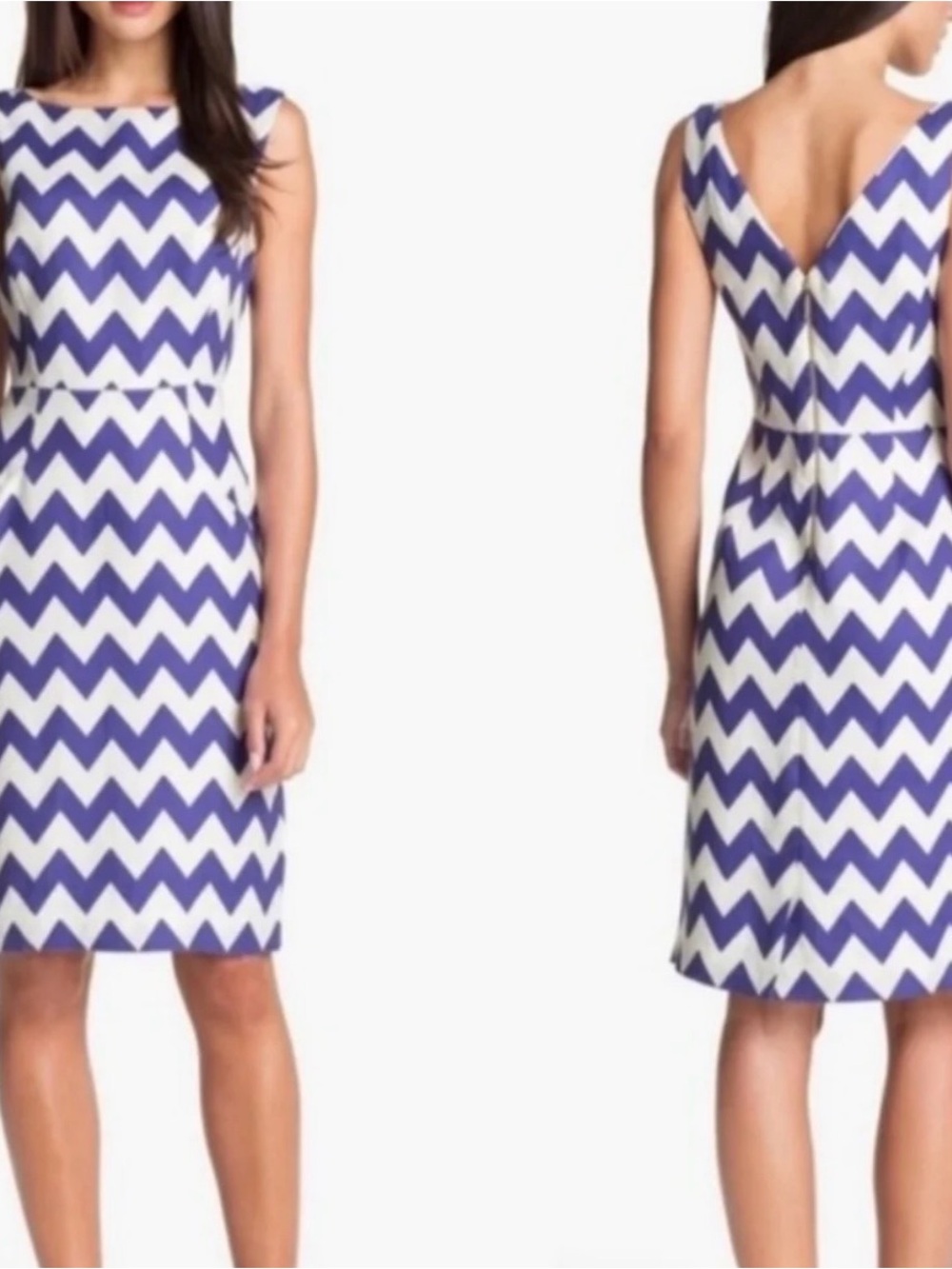 kate spade Purple and White Chevron Midi Sheath Dress